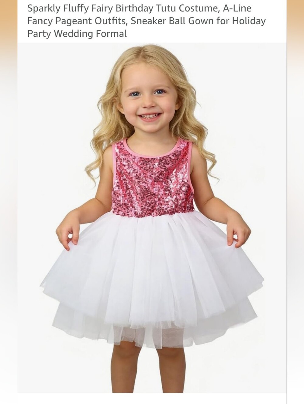 AGQT Pink Sequin Tulle Tutu Dress Girls Birthday Party Flower Girl Halloween 90